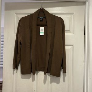 Pretty mocha brown sweater - no buttons - shawl style collar